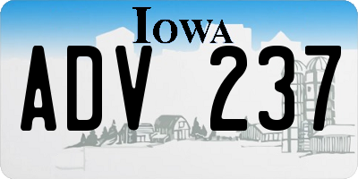 IA license plate ADV237