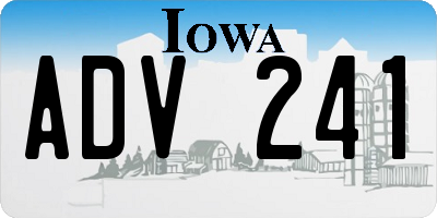 IA license plate ADV241
