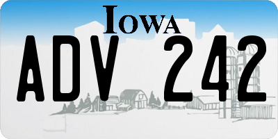 IA license plate ADV242