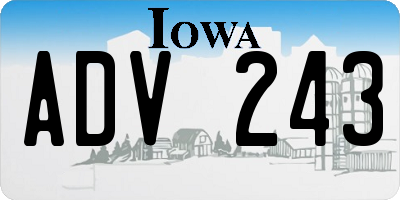 IA license plate ADV243