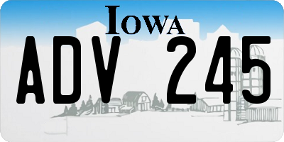 IA license plate ADV245