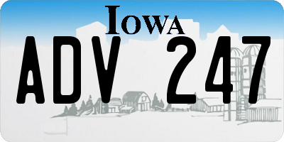 IA license plate ADV247