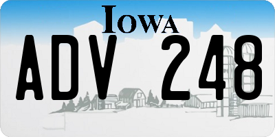 IA license plate ADV248