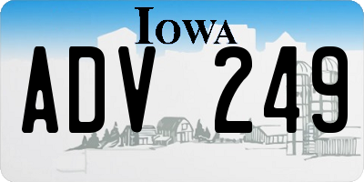 IA license plate ADV249