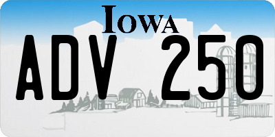 IA license plate ADV250