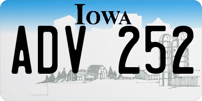 IA license plate ADV252