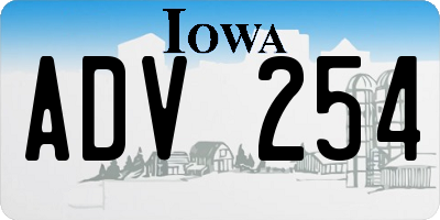 IA license plate ADV254
