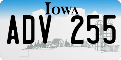 IA license plate ADV255