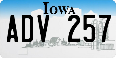 IA license plate ADV257