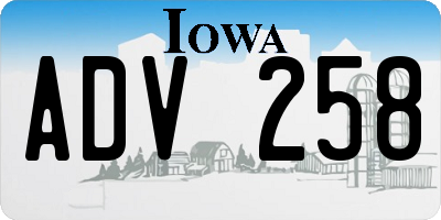 IA license plate ADV258