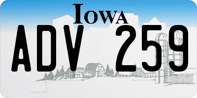 IA license plate ADV259
