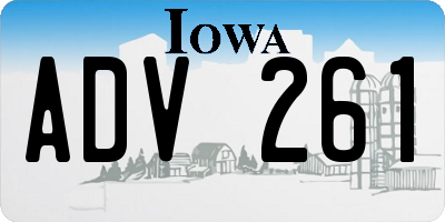 IA license plate ADV261