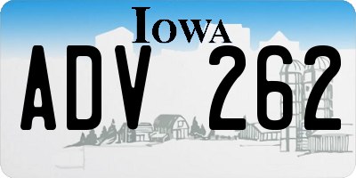 IA license plate ADV262