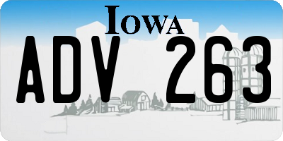 IA license plate ADV263