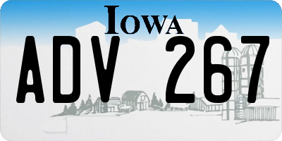IA license plate ADV267