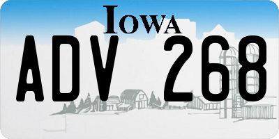IA license plate ADV268