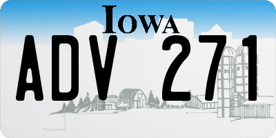 IA license plate ADV271