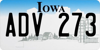 IA license plate ADV273