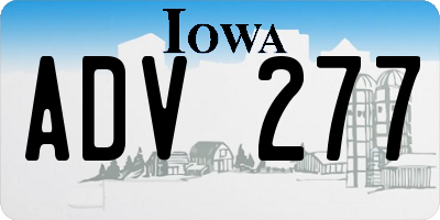 IA license plate ADV277