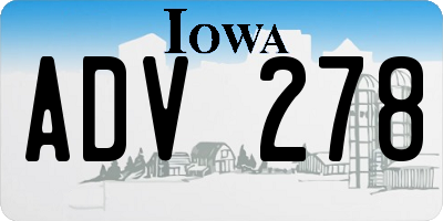 IA license plate ADV278