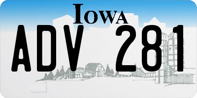 IA license plate ADV281