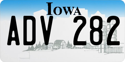 IA license plate ADV282