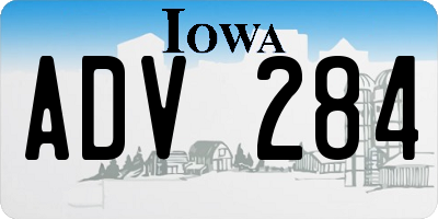 IA license plate ADV284