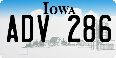 IA license plate ADV286