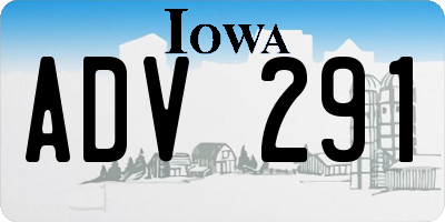 IA license plate ADV291