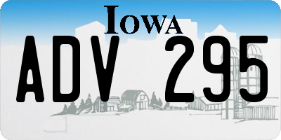IA license plate ADV295