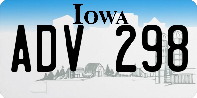 IA license plate ADV298