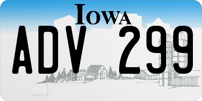 IA license plate ADV299
