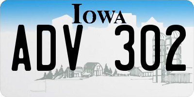 IA license plate ADV302