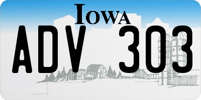 IA license plate ADV303