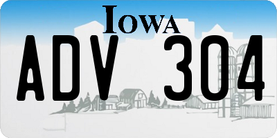 IA license plate ADV304