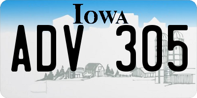 IA license plate ADV305