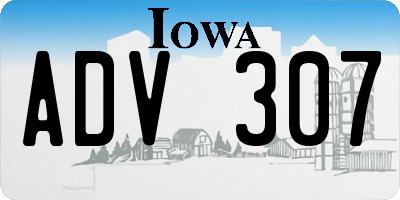 IA license plate ADV307