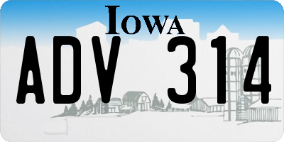 IA license plate ADV314