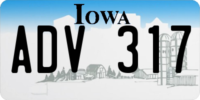 IA license plate ADV317