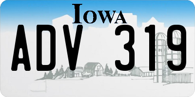 IA license plate ADV319