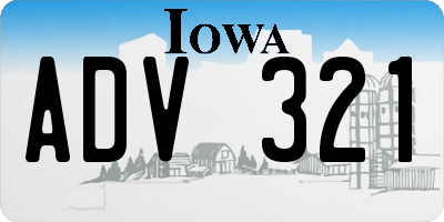 IA license plate ADV321