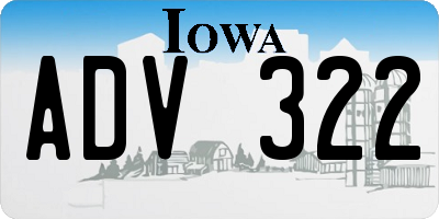 IA license plate ADV322