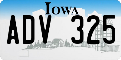IA license plate ADV325