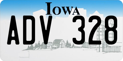 IA license plate ADV328