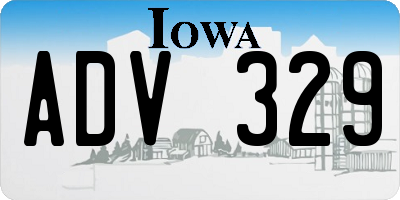 IA license plate ADV329
