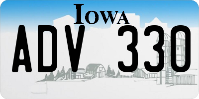 IA license plate ADV330