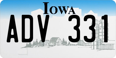 IA license plate ADV331
