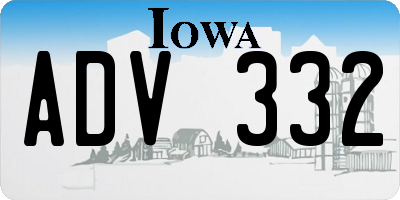 IA license plate ADV332