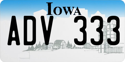 IA license plate ADV333