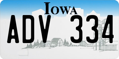 IA license plate ADV334